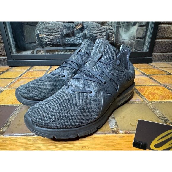 Mens 8.5 Nike Air Max Sequent 3 Triple Black Athletic Running Sneaker 921694-010 - Picture 4 of 9